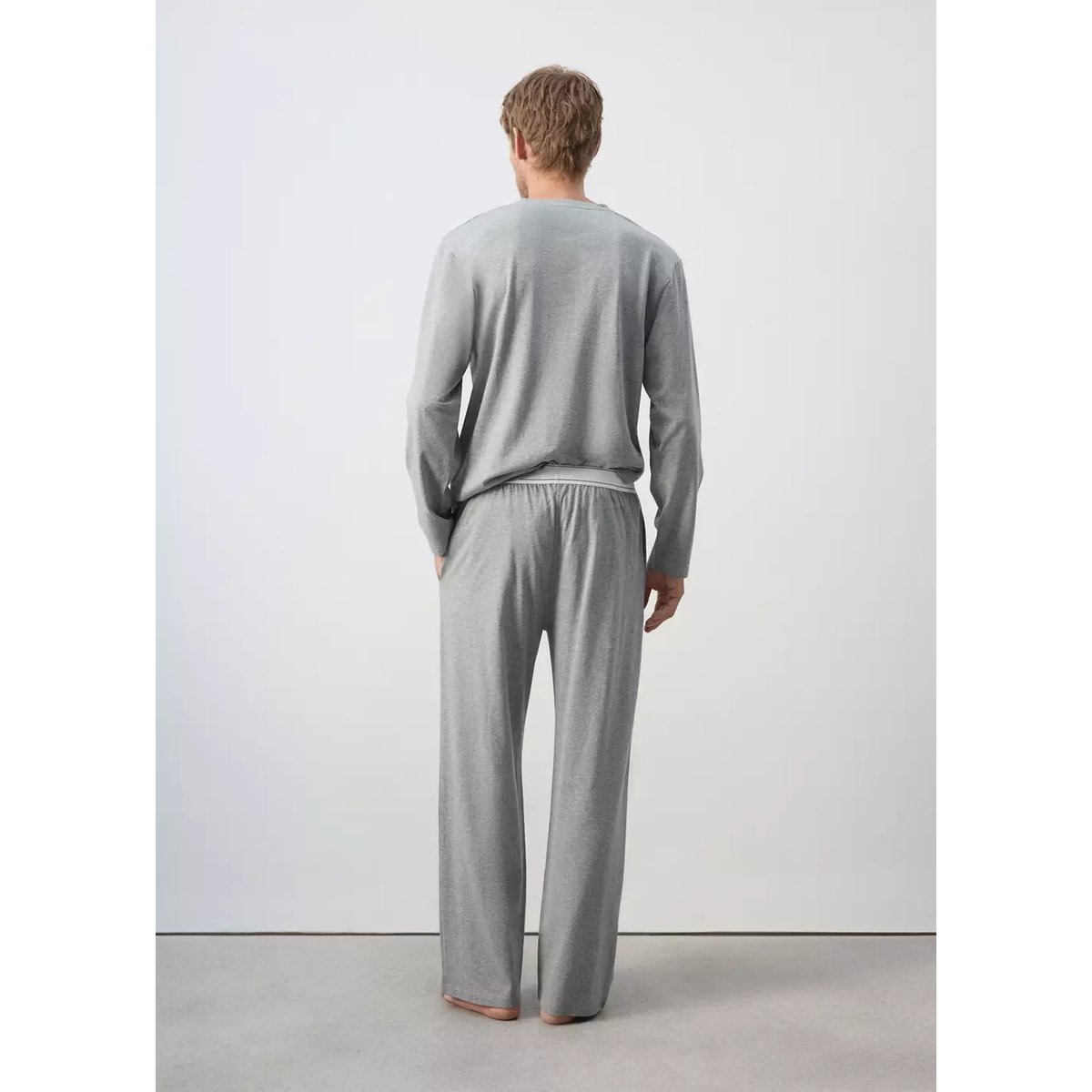 Lot pyjama long en coton gris, MANGO MAN
