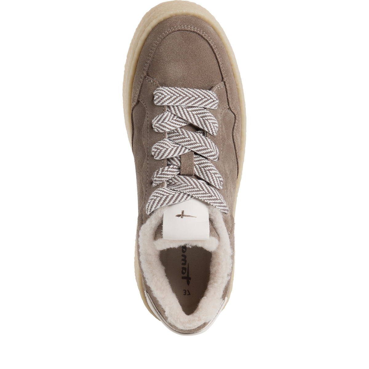 Basket en cuir marron taupe, TAMARIS
