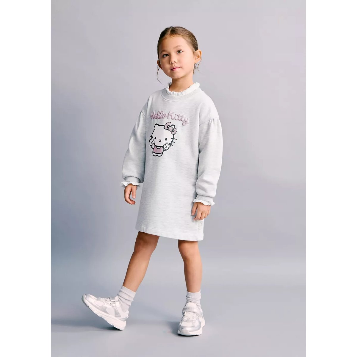Robe sweat Hello Kitty gris chiné clair, MANGO BABY