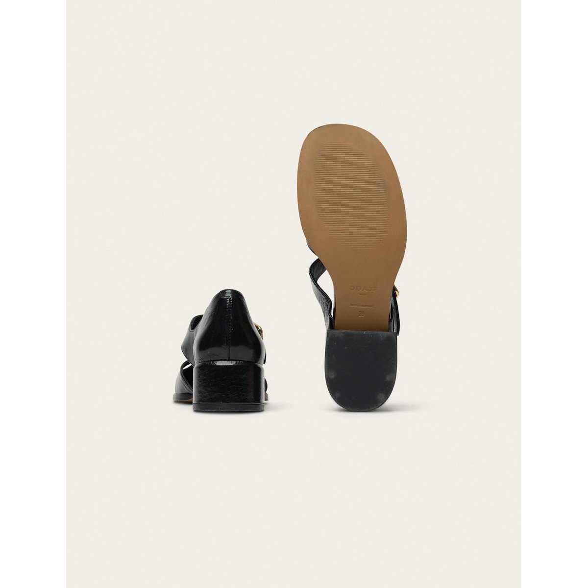 Escarpins OMI cuir plissé verni noir, ODAJE