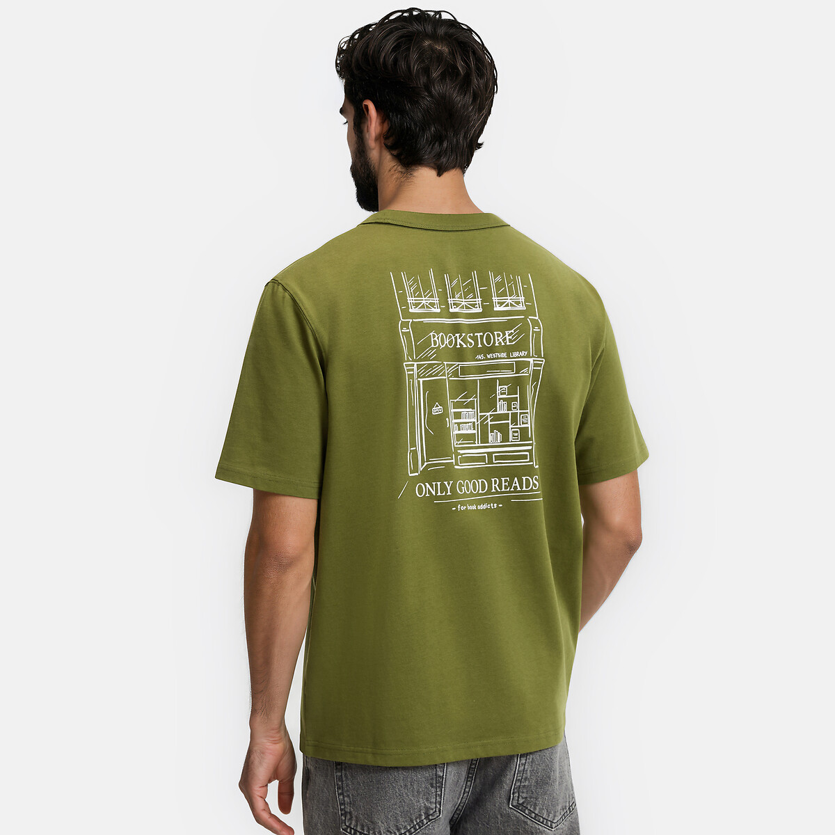 T-shirt girocollo maniche corte verde kaki, LA REDOUTE COLLECTIONS