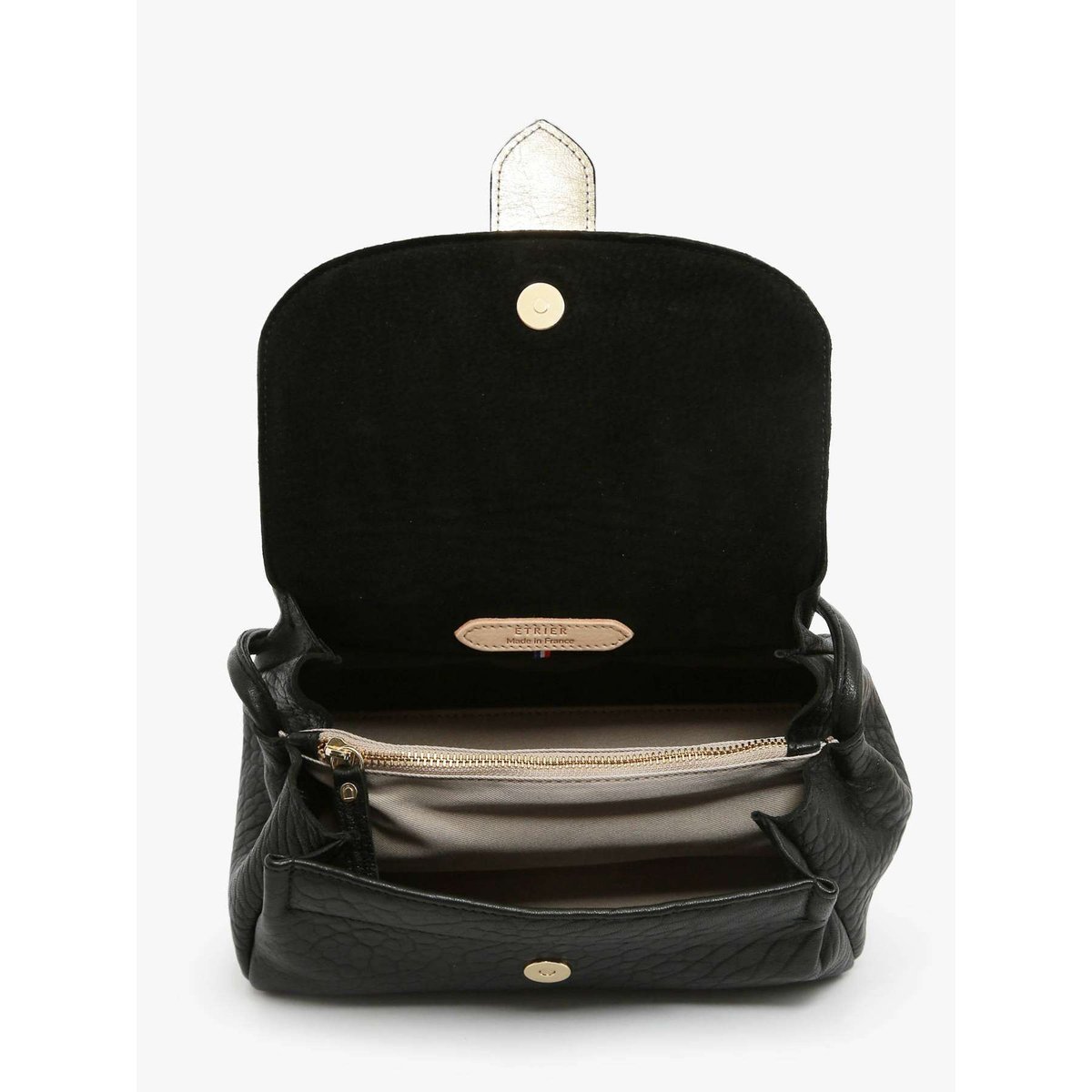 Sac bandoulière M Agnes cuir noir, ETRIER