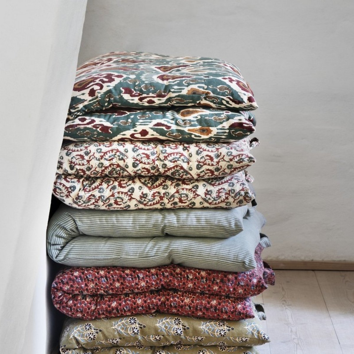 Matelas de sol assise coton imprimé indien rouge, MADAM STOLTZ