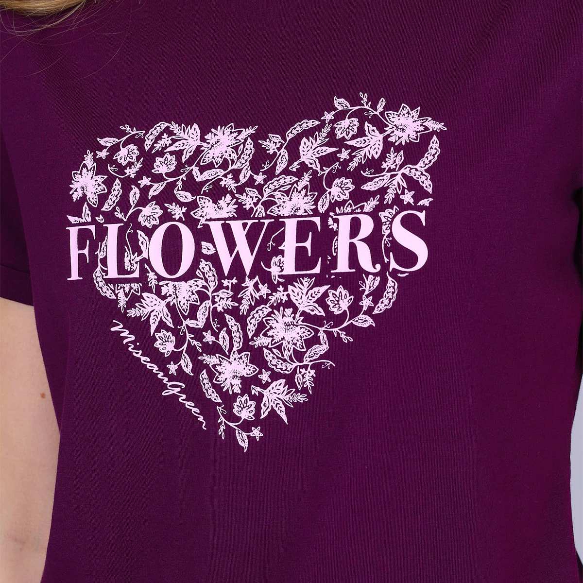 T-shirt Flowers violet, MISE AU GREEN