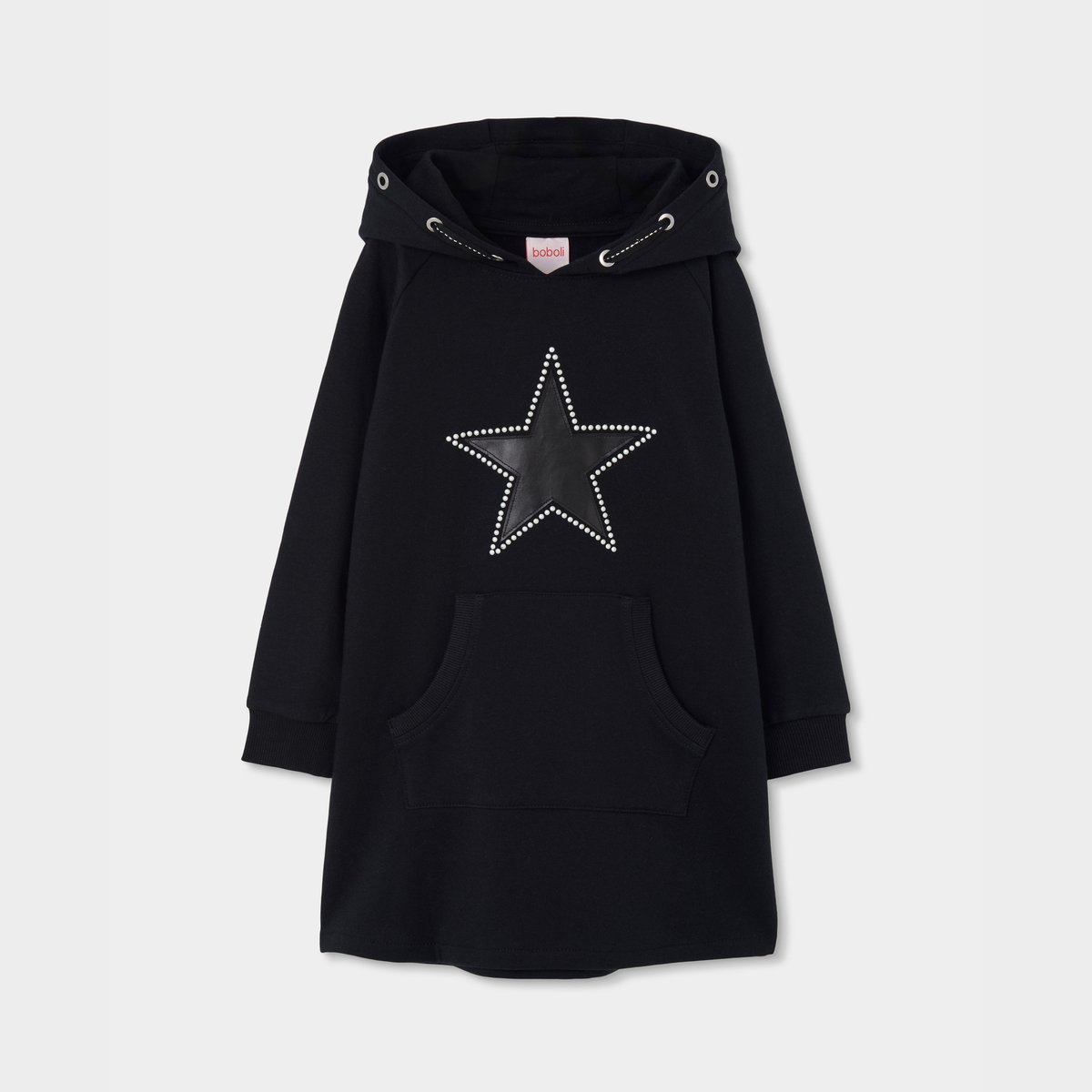 Robe en molleton avec étoile et capuche noir, BOBOLI