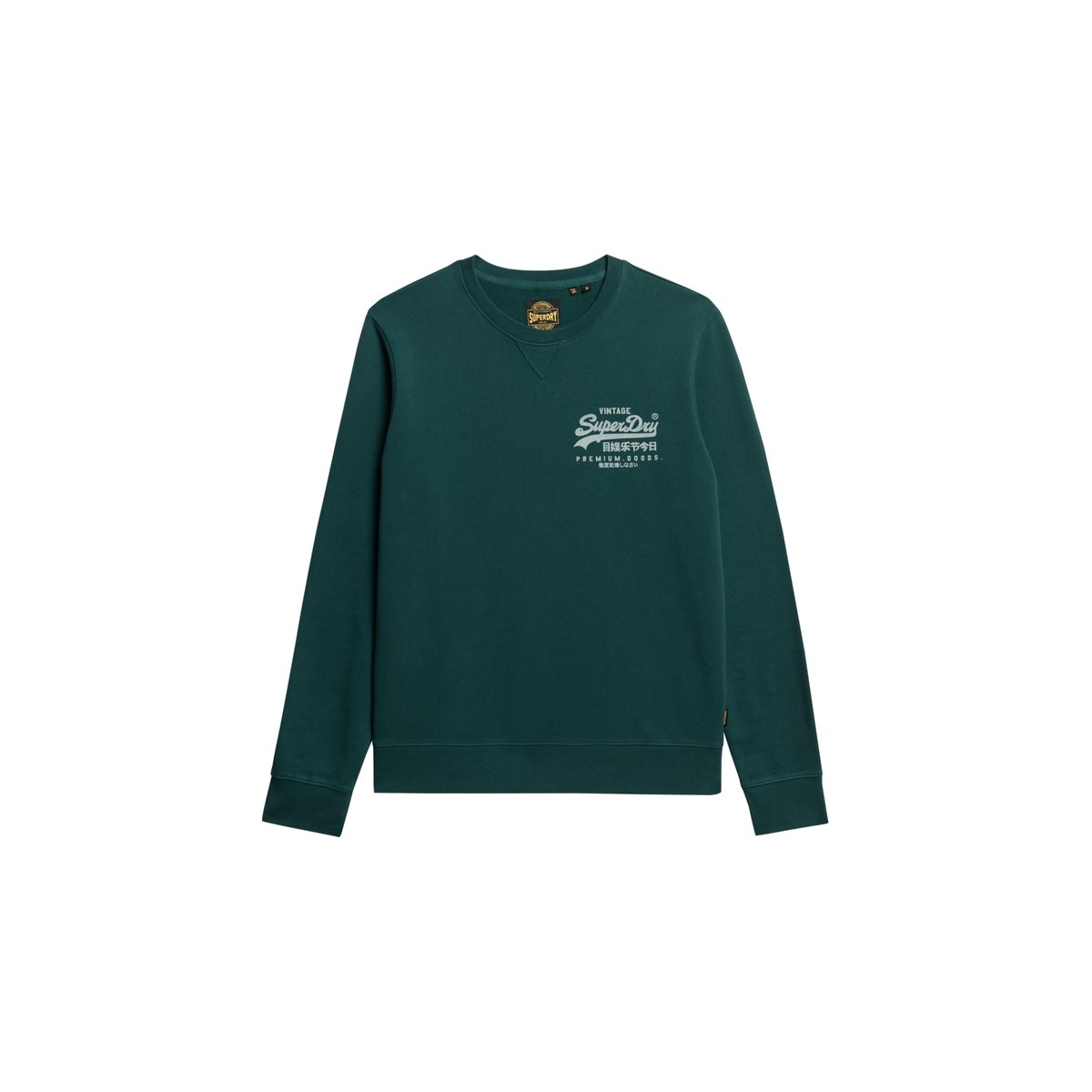Sweat classique Vintage Logo Heritage Chest vert pinède foncé, SUPERDRY