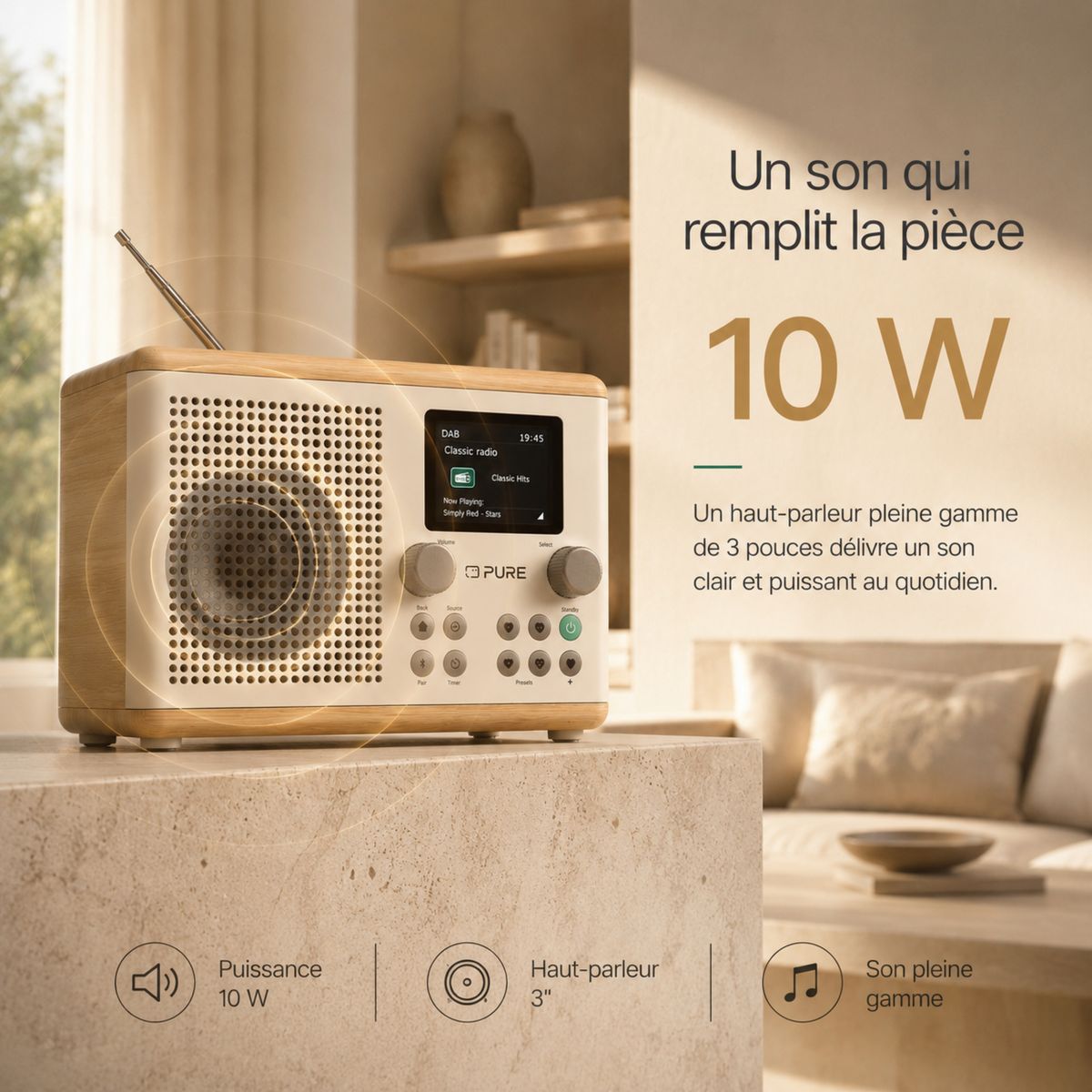 Radio DAB Classic H4 Cotton White coton blanc, PURE