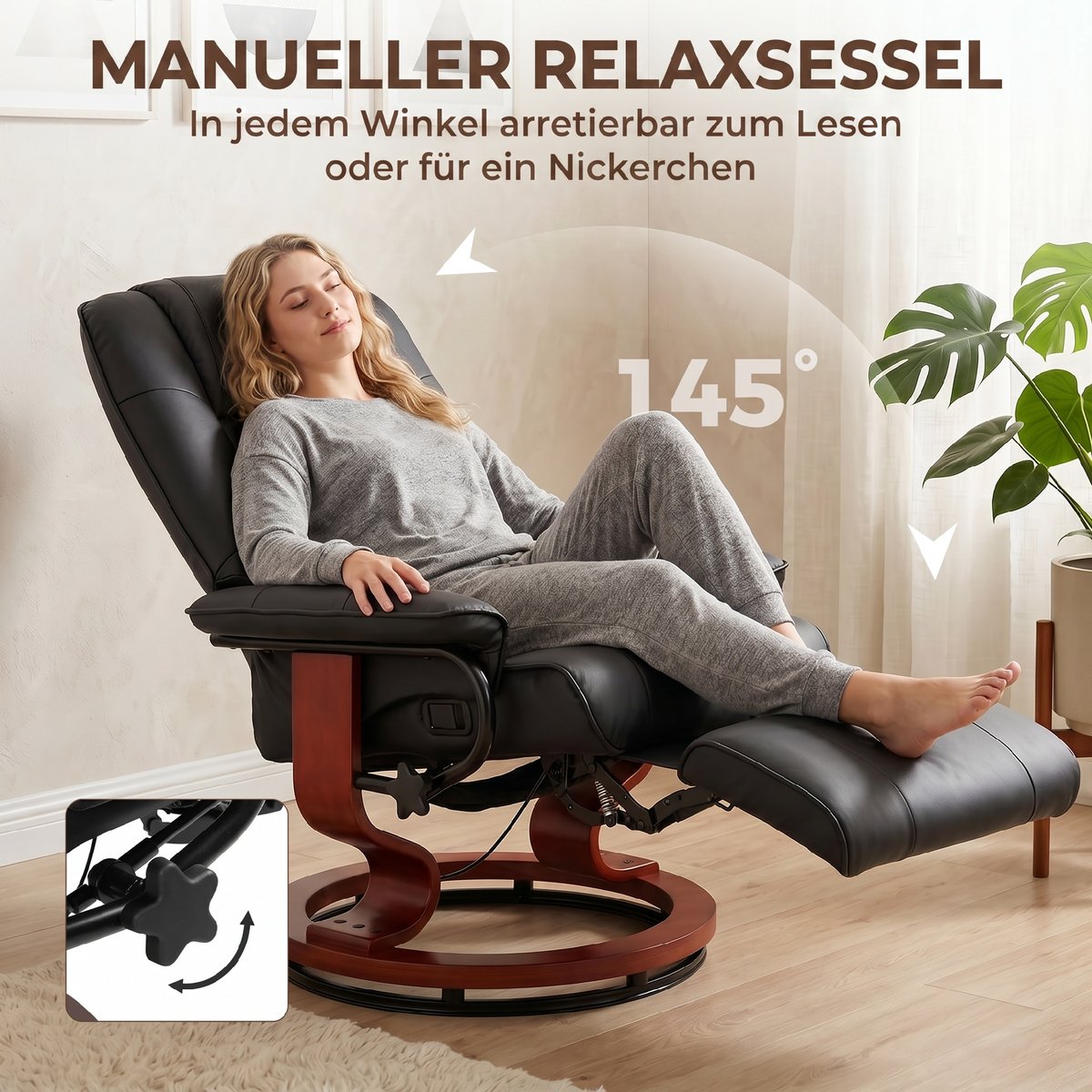 fauteuil inclinable simili cuir Noir noir, HOMCOM