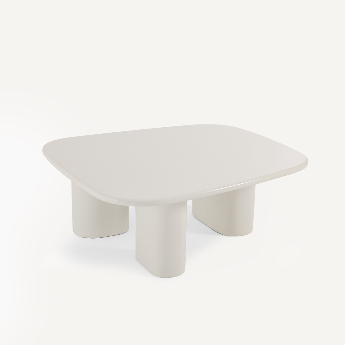 Table basse en acacia massif, hauteur 34,5 cm, OREUS blanc ecume, AM.PM