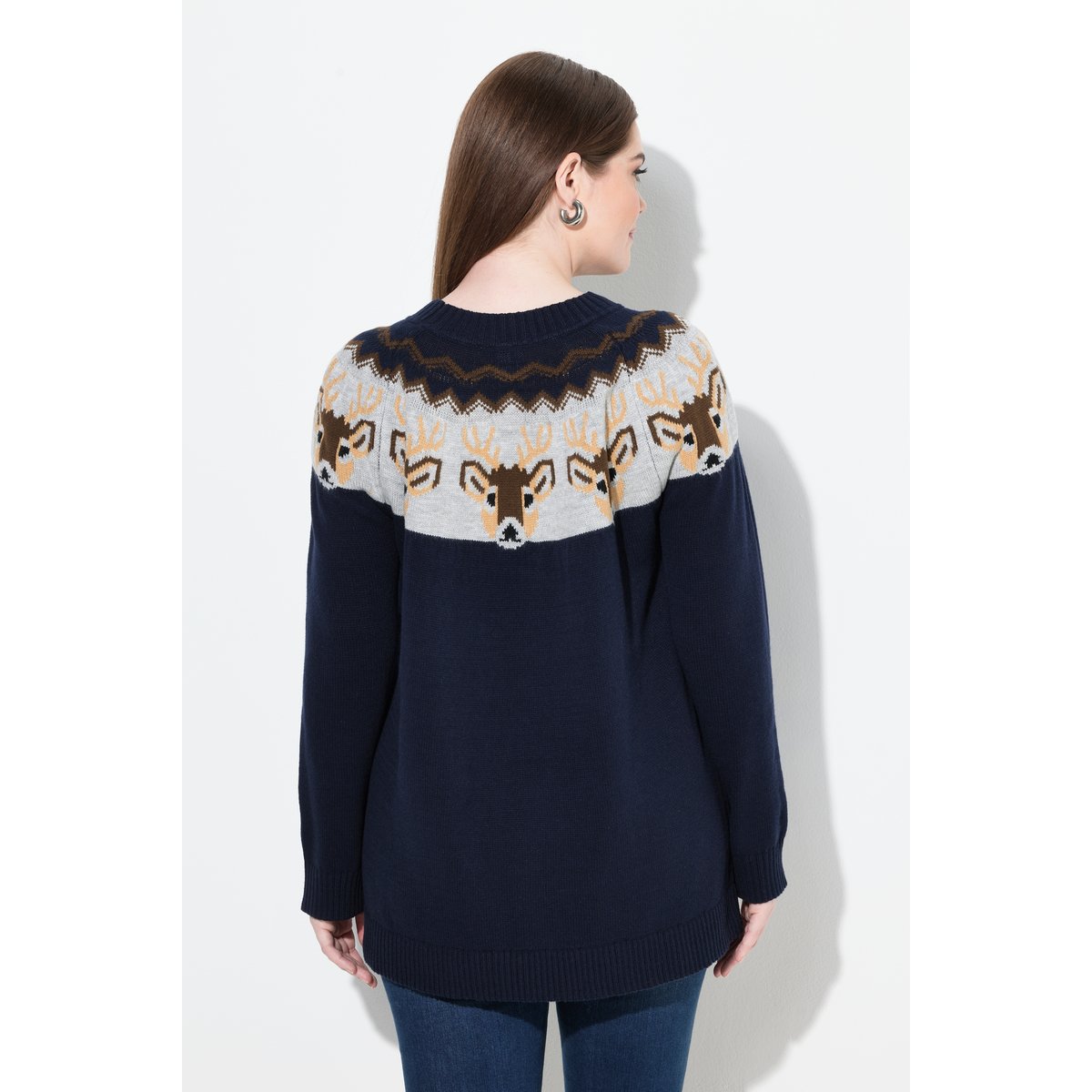 Pull norvégien, motif rennes marine, ULLA POPKEN