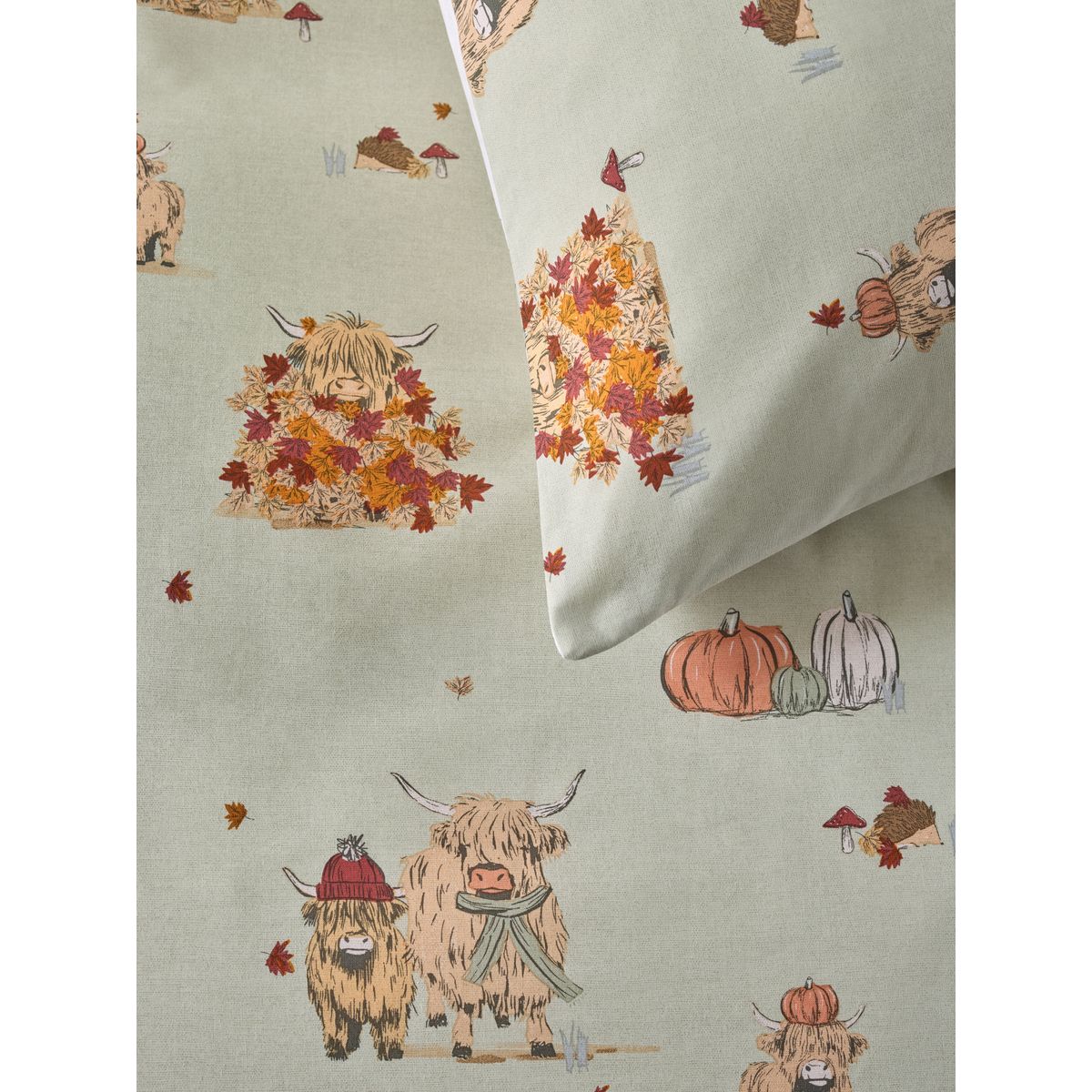 Housse de couette + taie citrouille, lot 2 naturel/vert, NEXT