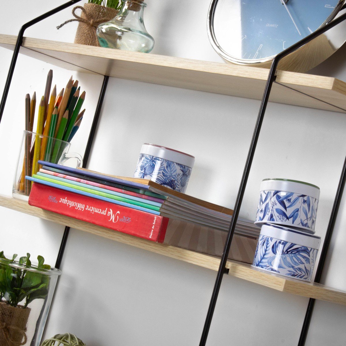 Étagère Murale 4 Niveaux Décor Bois L60 cm bois, CALICOSY