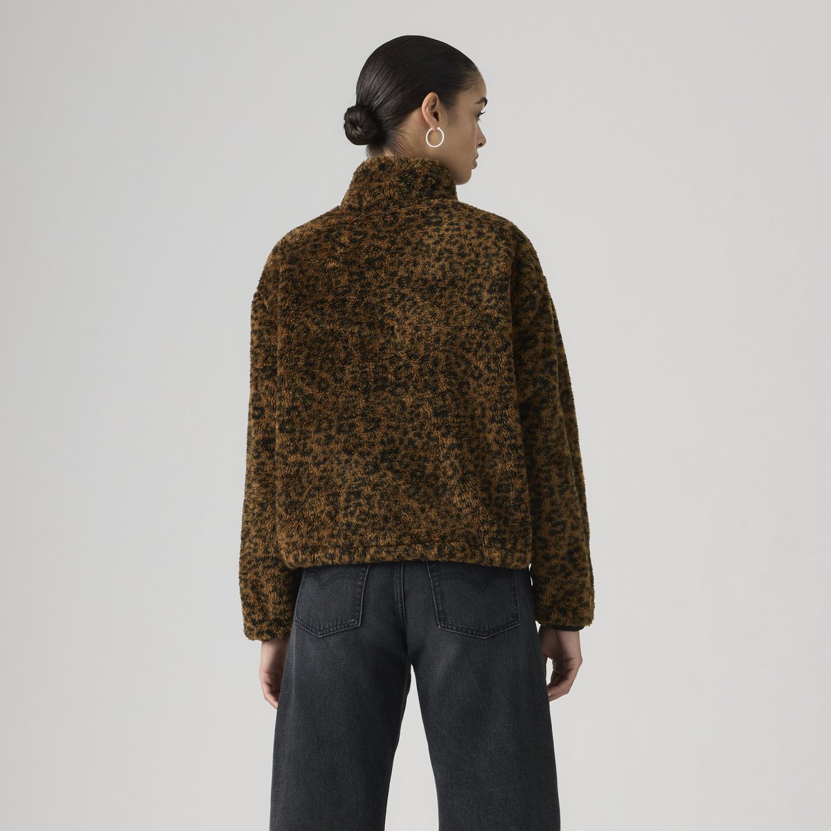 Sweat-shirt 1/4 zip Sherpa Gemma marron - annessa leopard anthracite night, LEVI'S