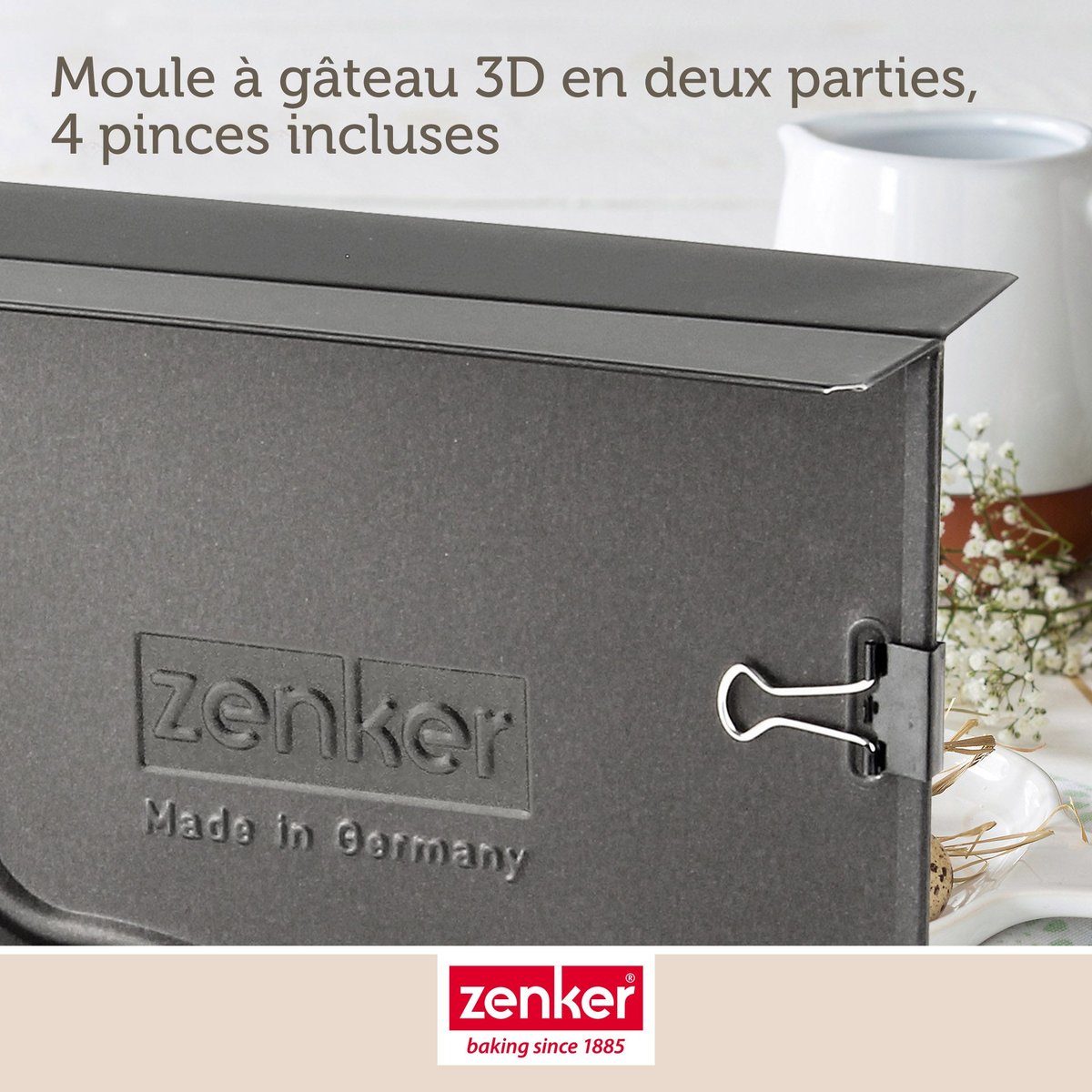 Ensemble de moule lapin de Pâques 3D et 5 emporte-pièces noir, ZENKER