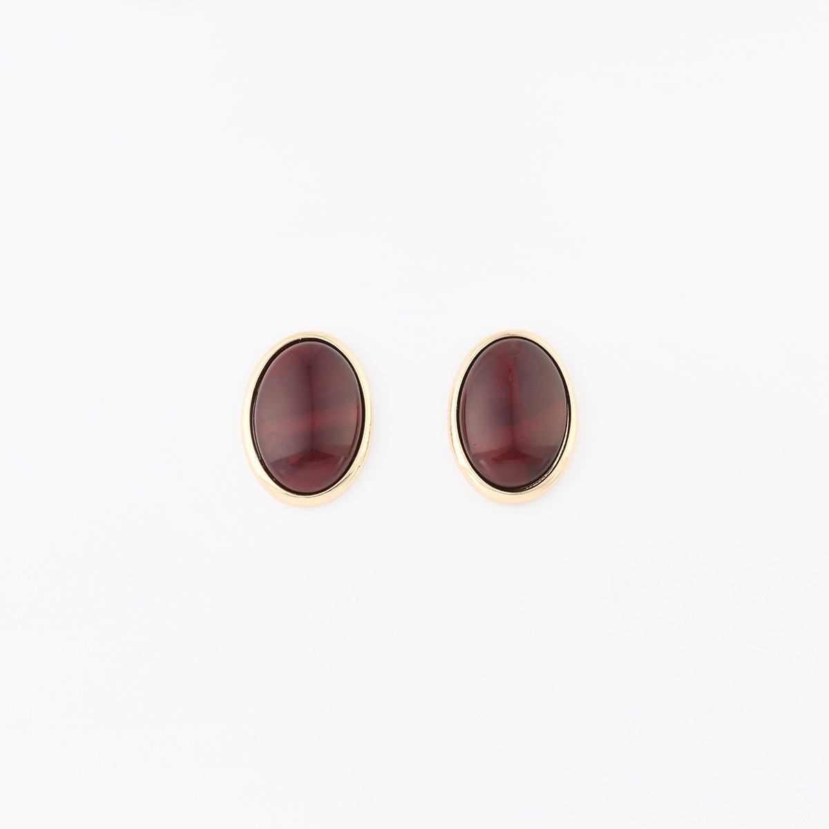 Boucles d'oreilles ovales en résine bordeaux bordeaux, BALABOOSTE