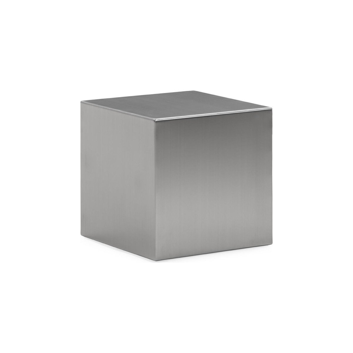 Table d'appoint cube en acier brossé acier brossé, RECOLLECTION