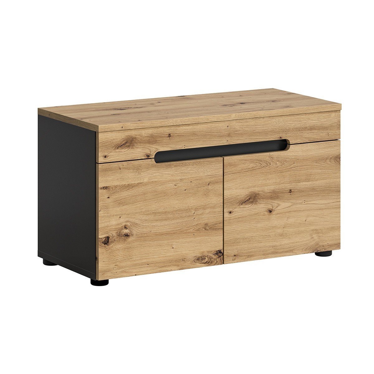 Banc avec rangement chaussures 2 portes et 2 niches L80 cm - CANU bois, CALICOSY