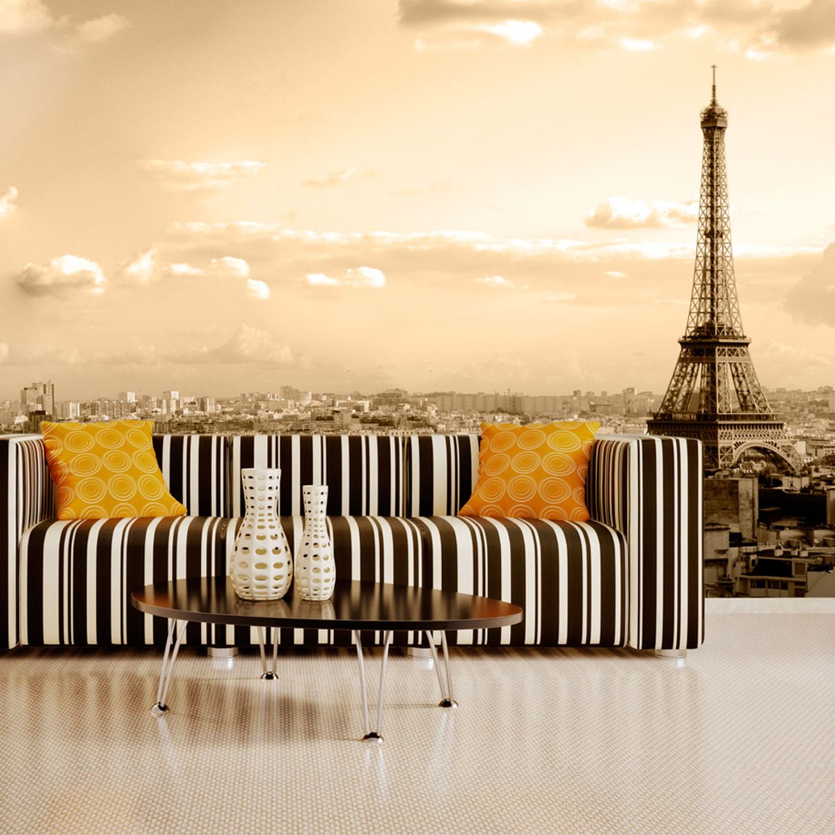 Papier peint intissé panoramique Ville et Architecture Paris - panorama multicouleur, EDEN