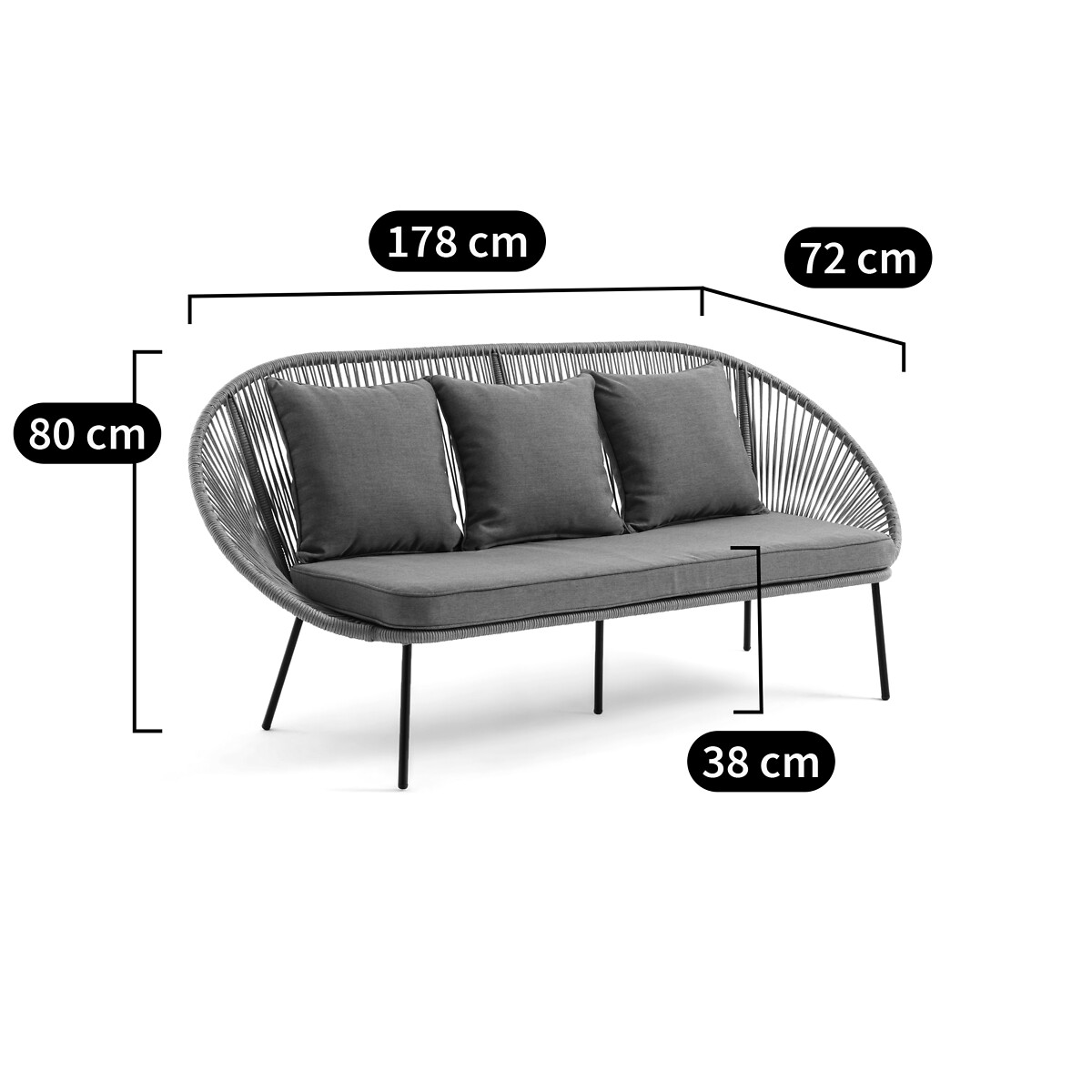 Canapé 3 places de jardin Jiraya beige, LA REDOUTE INTERIEURS