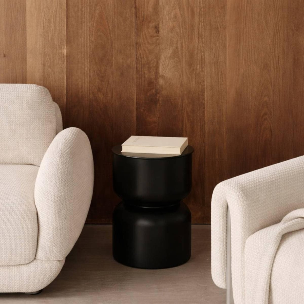 Table d'appoint en métal h45xd31cm noir, ORNAMI