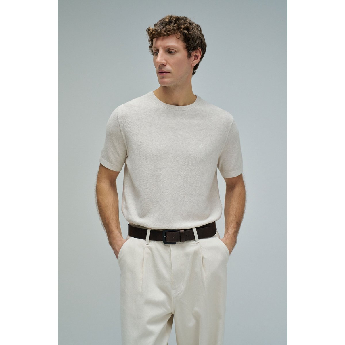 T-SHIRT EN MAILLE TRICOTÉE beige, SALSA JEANS