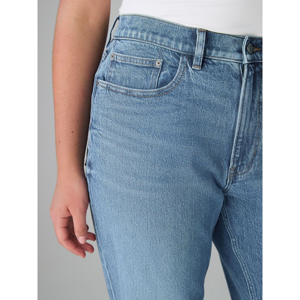 Jean mom stretch confortable coupe sablier bleu moyen, NEXT