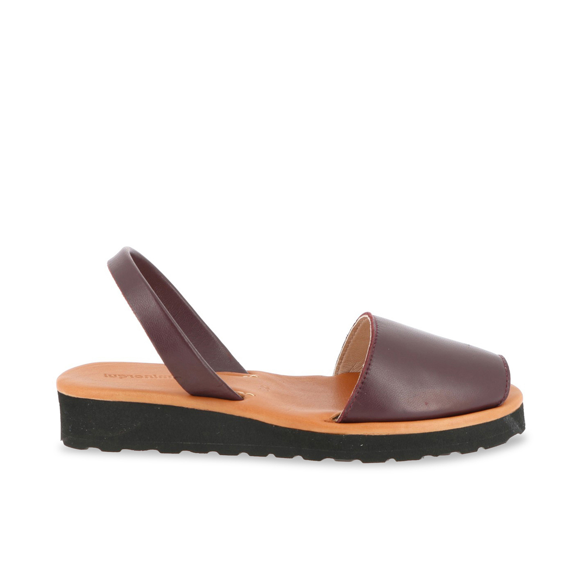Sandales compensées en cuir AVARCA PLATJA bordeaux, MINORQUINES