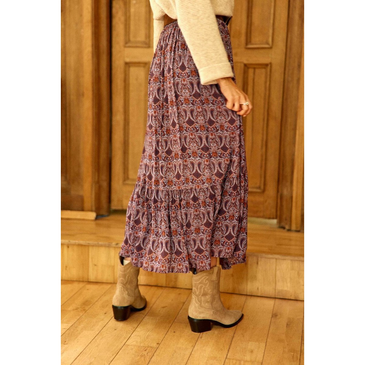 Jeanny Paisley Print Maxi Skirt purple print, LA PETITE ETOILE