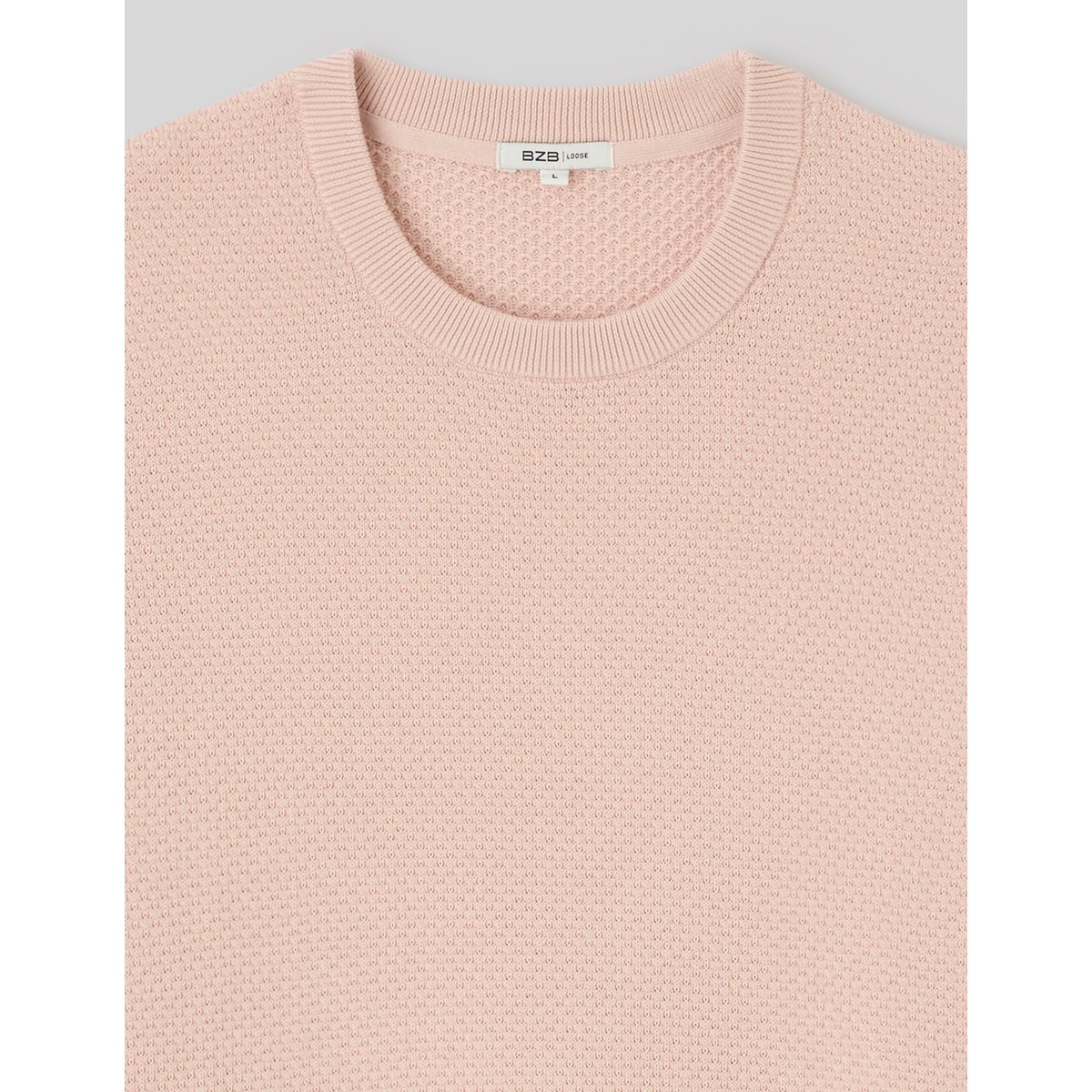 T-shirt maille texturée rose pâle, BZB