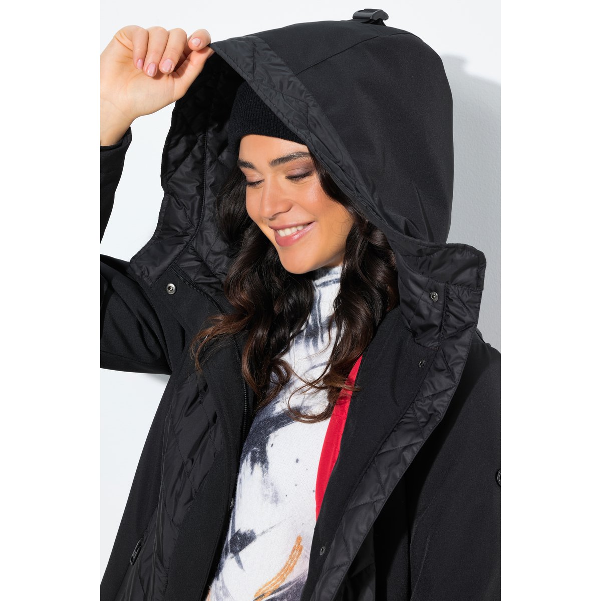 Veste matelassée Softshell à capuche noir, ULLA POPKEN