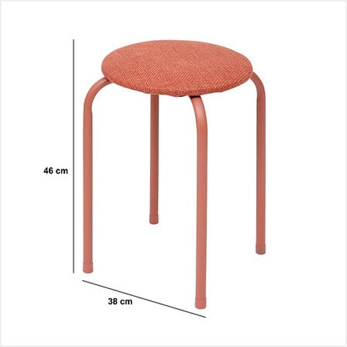 Tabouret rond en tissu chiné FLEXY PLUS rouge, 5FIVE SIMPLY SMART