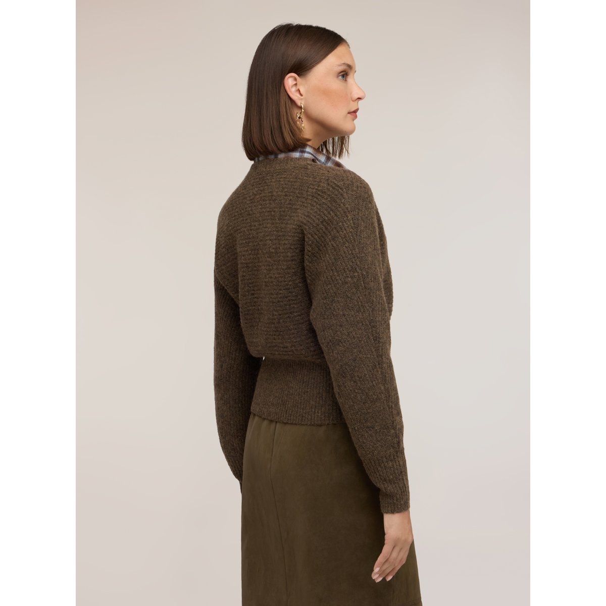Cardigan kimono avec pierres marron, MOTIVI