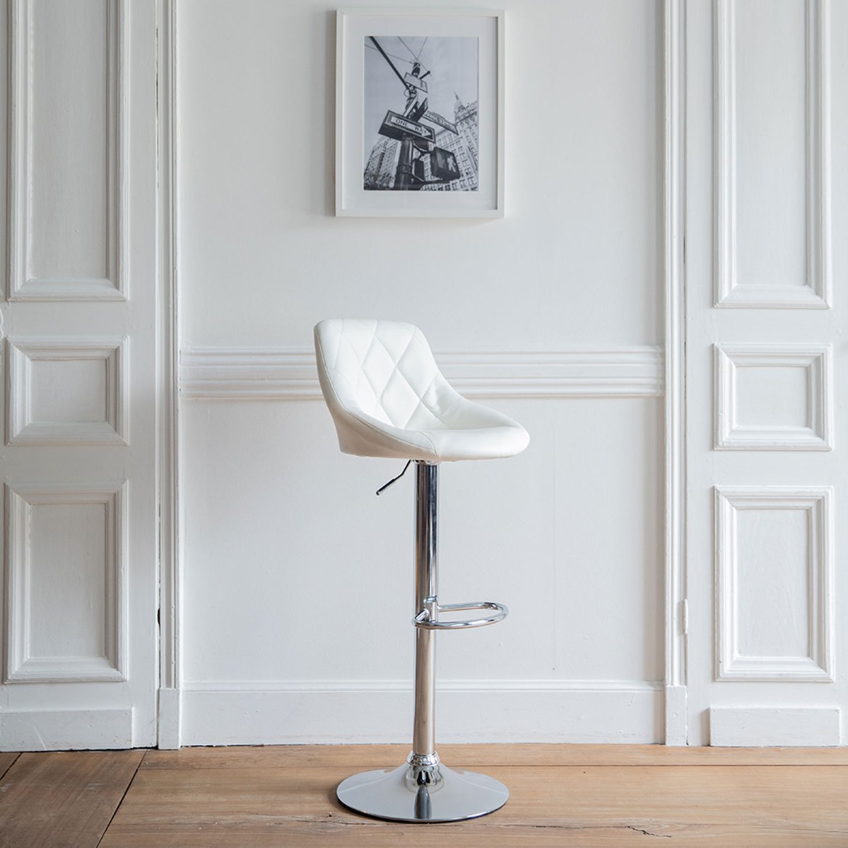 Tabouret de bar, JASPER blanc, métalique, HAPPY GARDEN