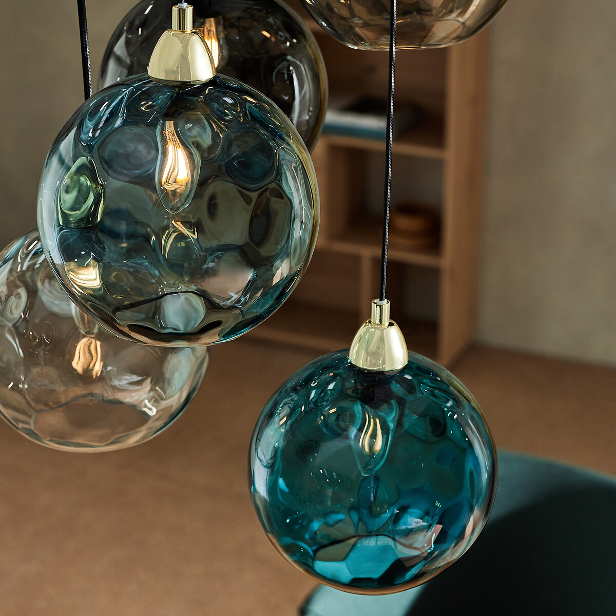 MADE.COM Ilaria 5-Light Swirl Glass Pendant Light blue, MADE