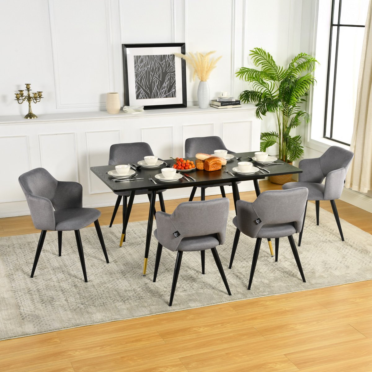 Lot de 6 chaises de salle à manger style scandinaves, AKANJINEW gris, MEUBLES COSY