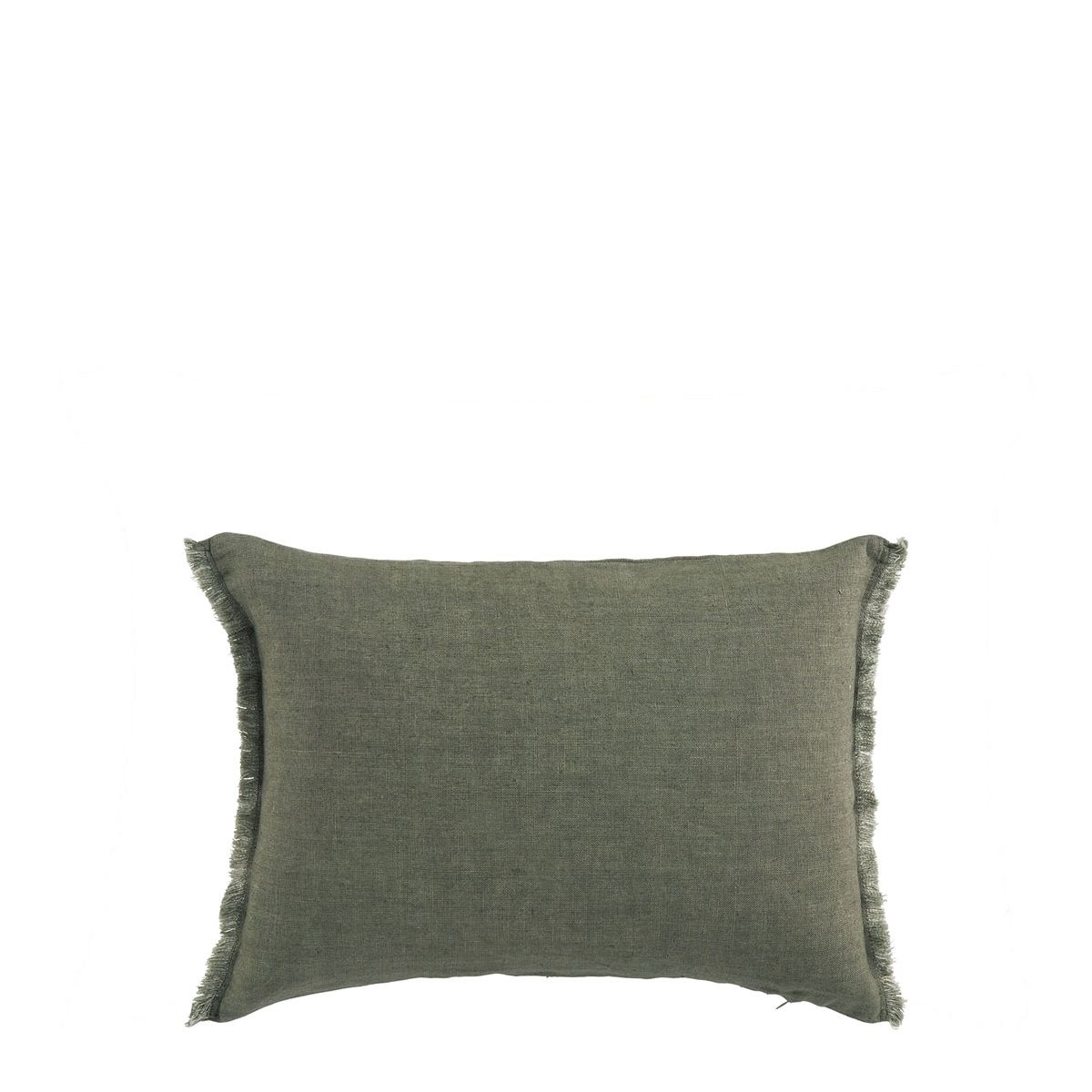 Housse de coussin en lin kaki, BLANC D’IVOIRE