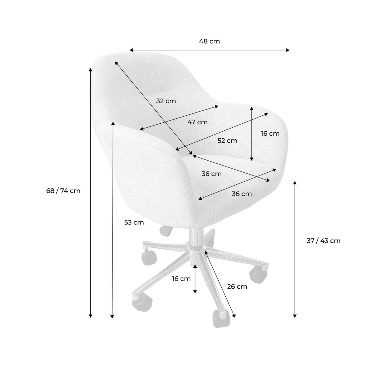 Chaise de bureau enfant à roulettes ajustable tissu chenille STAN KID beige, SWEEEK