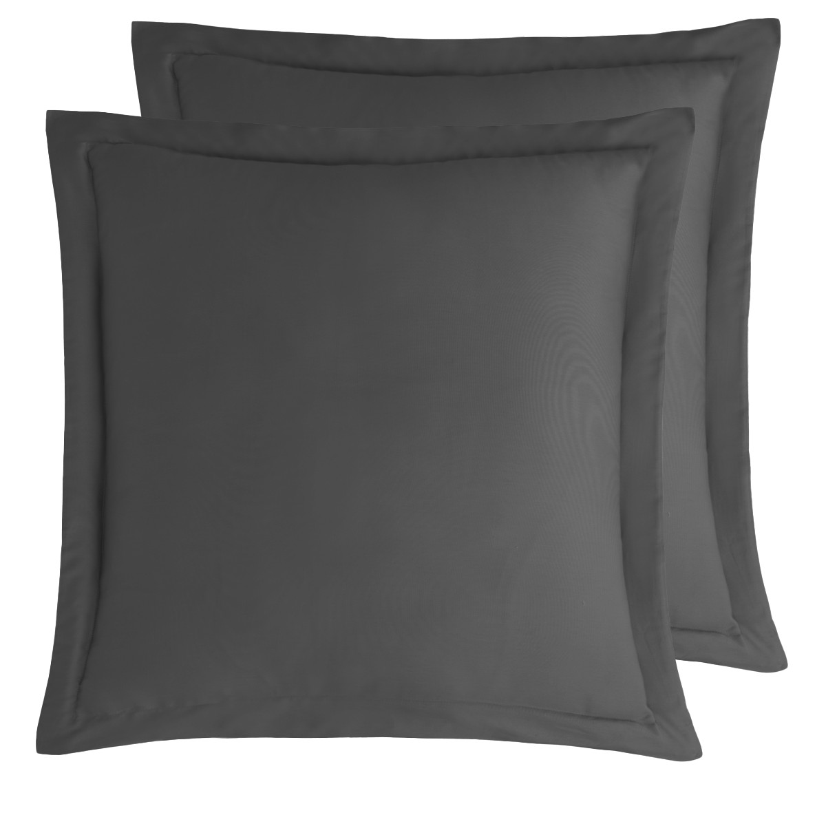 Parure housse de couette satin + 2 taies 65x65 cm VERSALUXE UNI anthracite, SENSEI MAISON