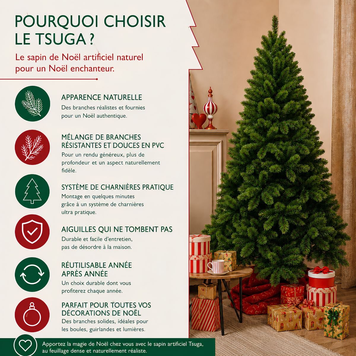 Sapin de Noël H155 cm TSUGA vert, TRIUMPH TREE
