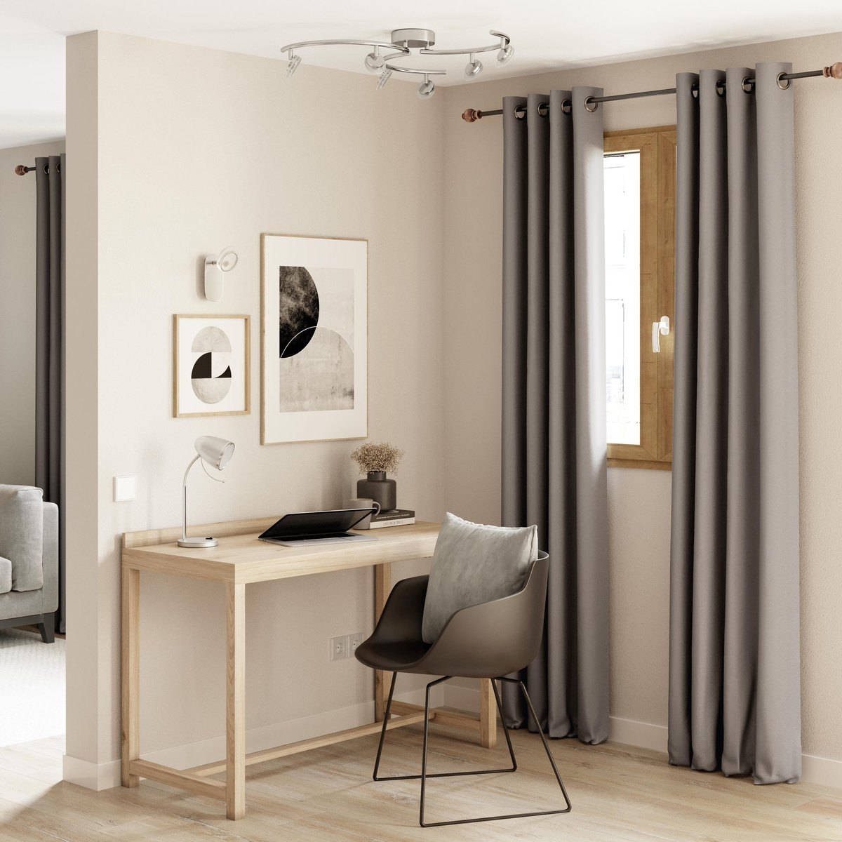 Lampe de bureau en plastique, NAE gris / argent, INSPIRE