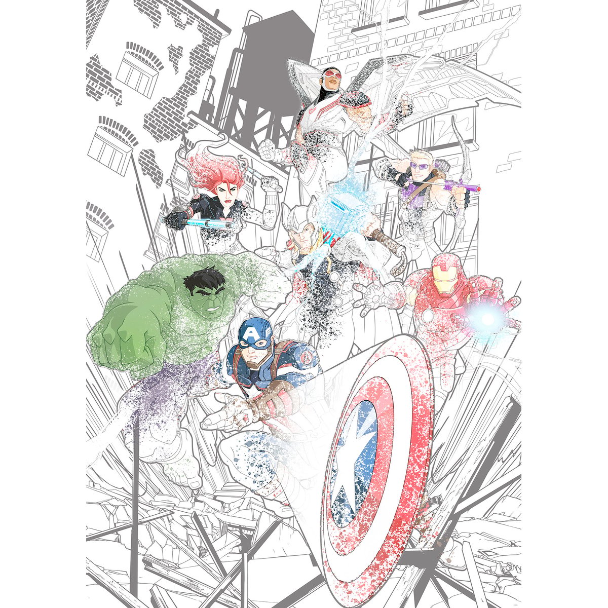 Papier peint Komar - Avengers Attack - 200 x 280 cm multicolore, HEXOA