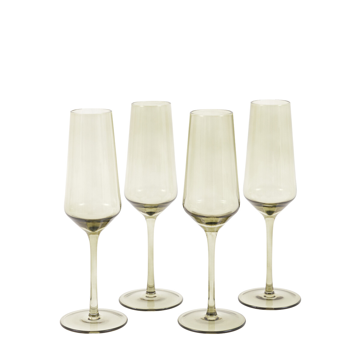 Set of 4 Eden Champagne Flutes in Smokey Green green, ÉDITÉ