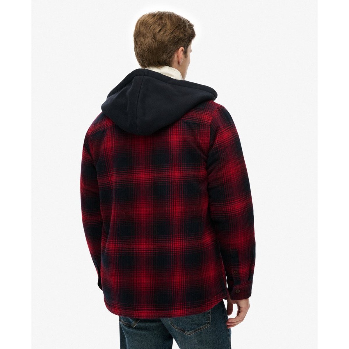 Chemise à capuche et à carreaux Surplus dégradé rouge over, SUPERDRY