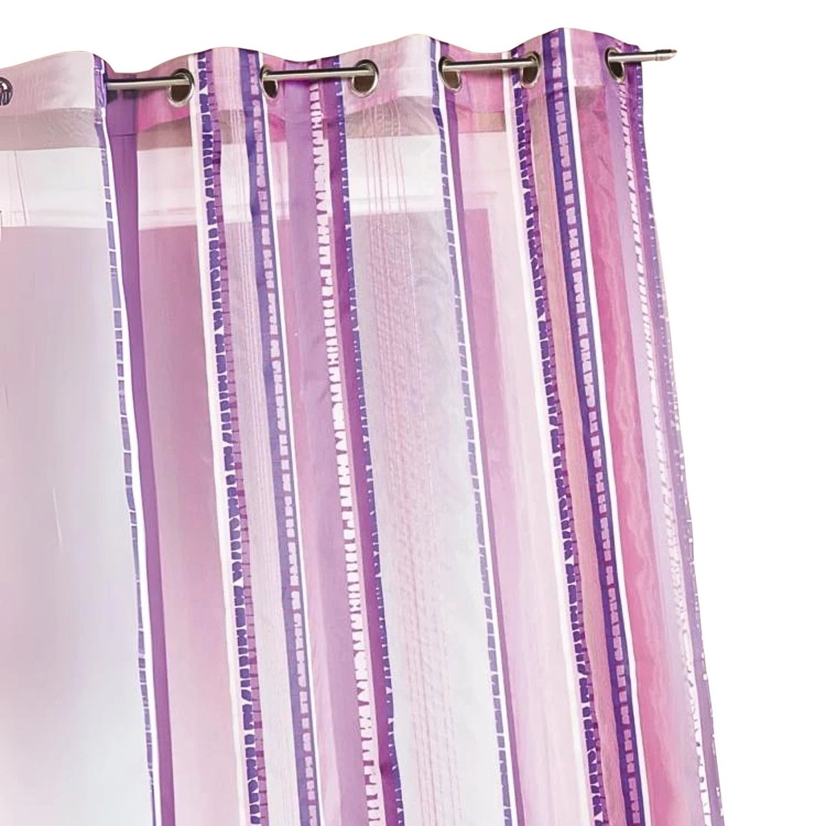 Voilage en organza jacquard à rayures verticales prune, HOME MAISON