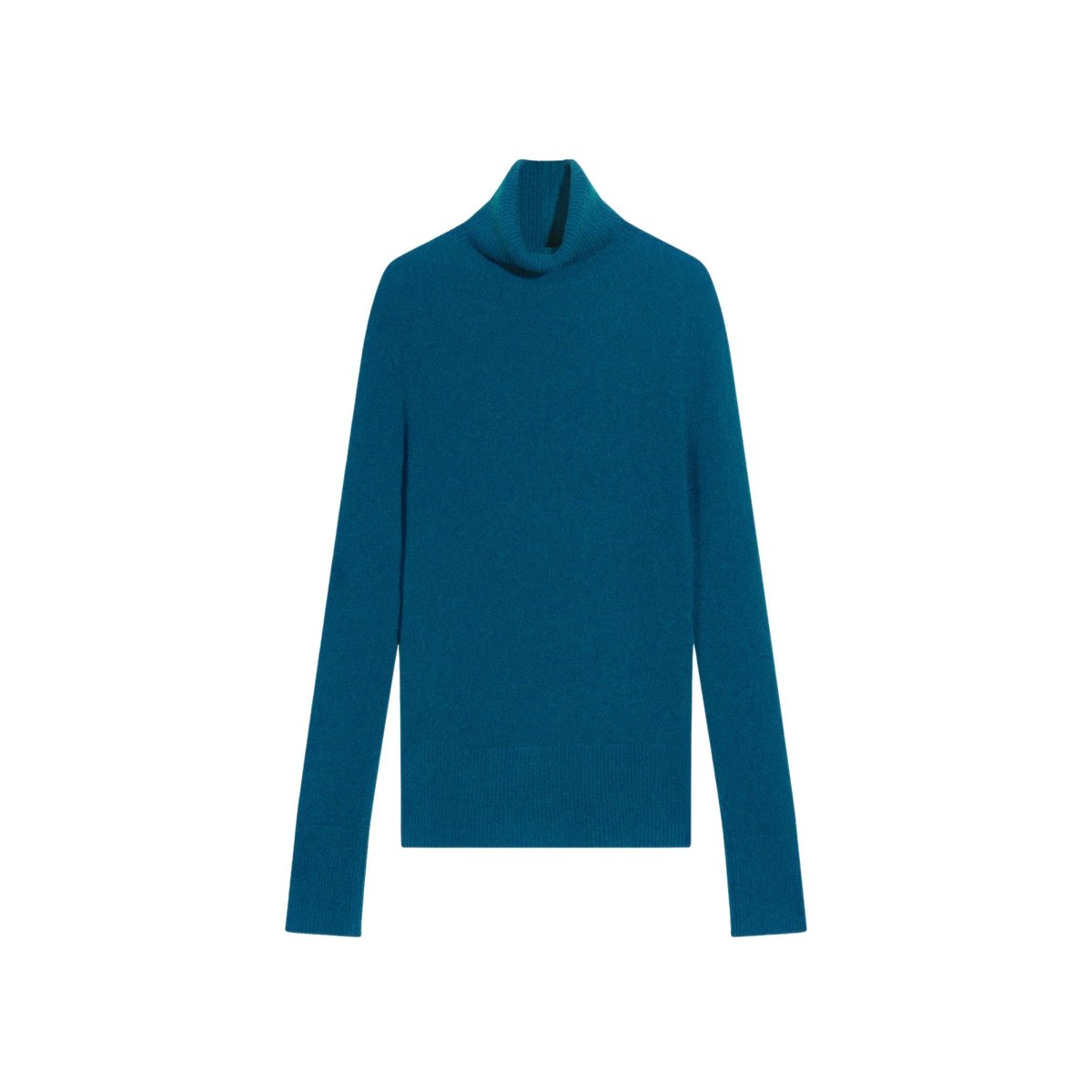 Pull Col Roulé Paon Lexie bleu vert, JUST CASHMERE