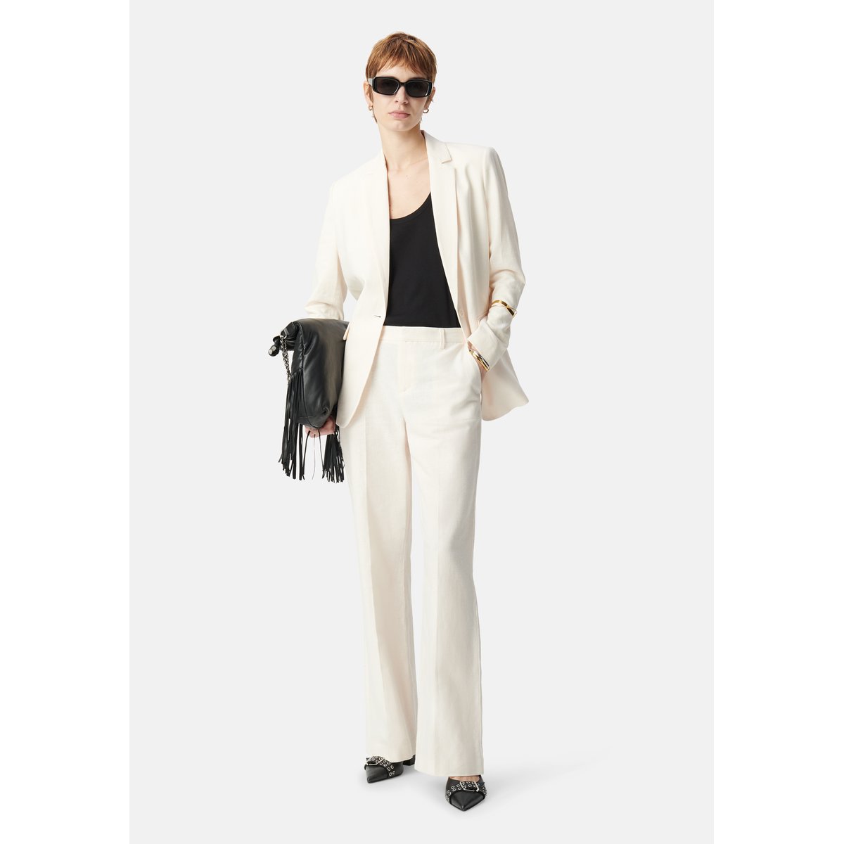Pantalon de costume lin et coton ecru, IKKS