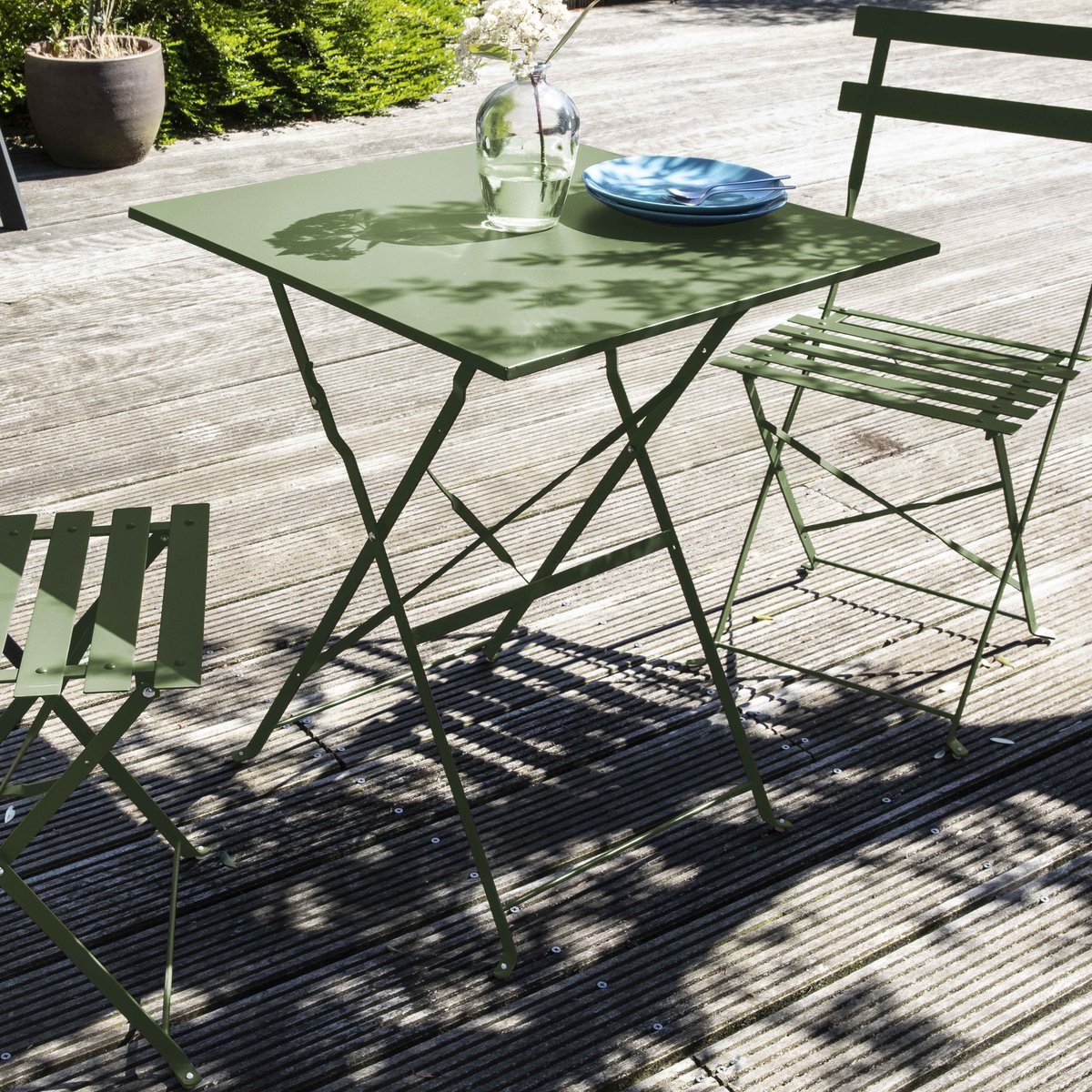 Table de jardin pliante bistrot, ROME vert cactus, OVIALA