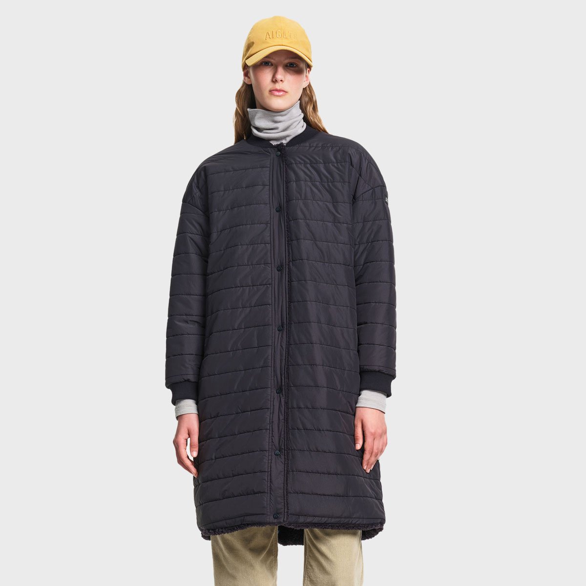 Manteau long réversible sherpa oversize noir, AIGLE