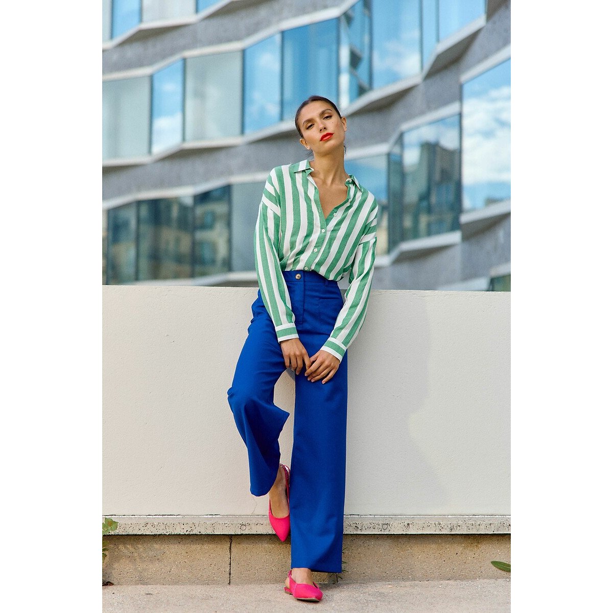 Sonny Wide Leg Trousers with Patch Pockets blue, LA PETITE ETOILE