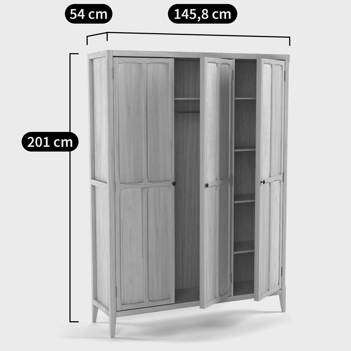 Armoire 3 portes, Eugénie gris clair, LA REDOUTE INTERIEURS
